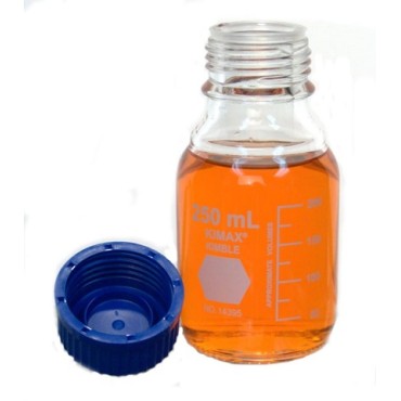 14395-500 KIMAX GL45 Media/Storage Bottles, Graduated. with Blue Cap